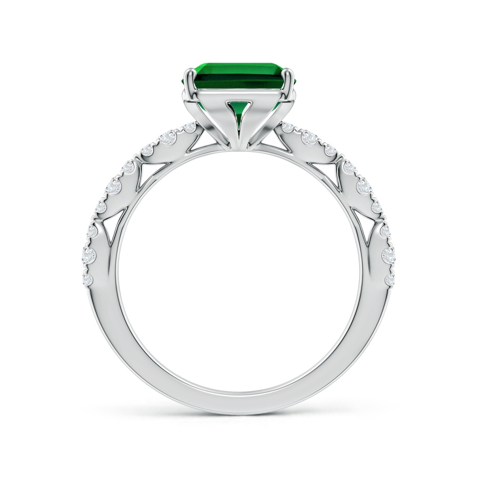 10x8mm Labgrown Classic Emerald-Cut Lab-Grown Emerald Crescent Engagement Ring in White Gold side 199