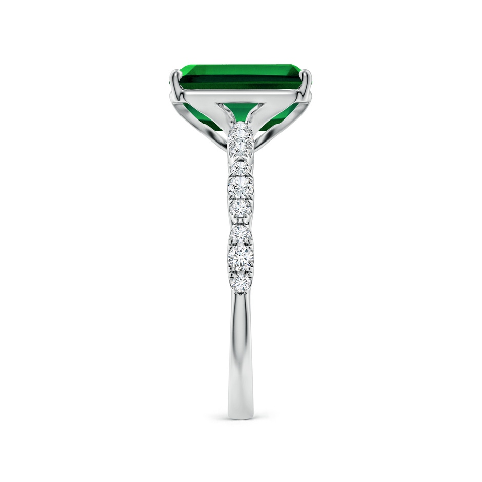 10x8mm Labgrown Classic Emerald-Cut Lab-Grown Emerald Crescent Engagement Ring in White Gold side 299