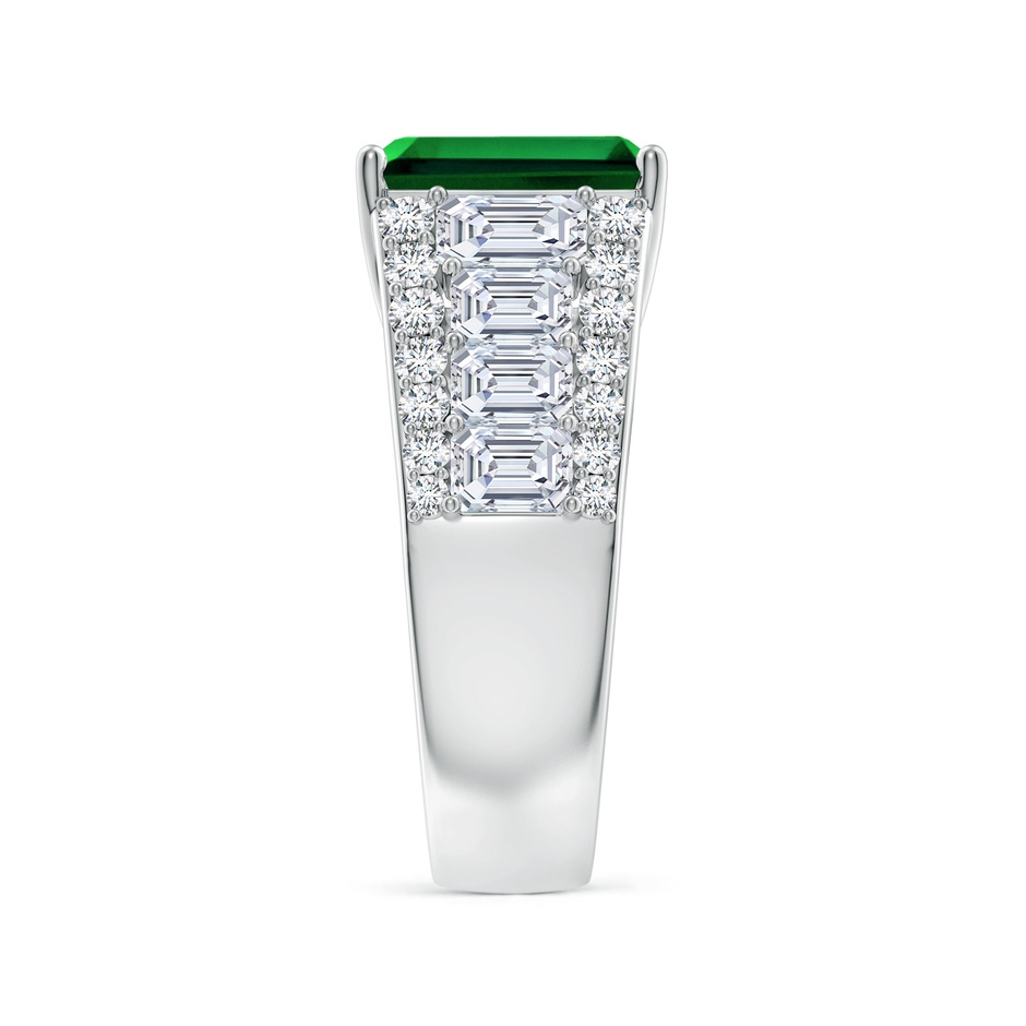 10x8mm Labgrown Emerald-Cut Lab-Grown Emerald Broad Engagement Ring with Accents in White Gold side 299