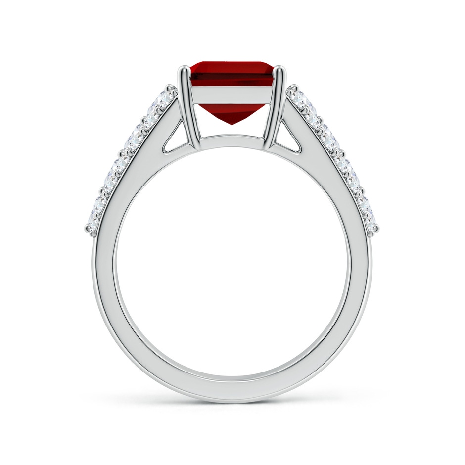 10x8mm Labgrown Emerald-Cut Lab-Grown Ruby Broad Engagement Ring with Accents in White Gold side 199