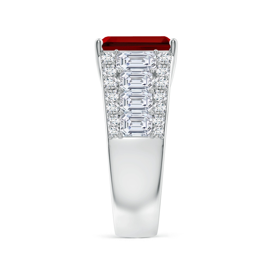 10x8mm Labgrown Emerald-Cut Lab-Grown Ruby Broad Engagement Ring with Accents in White Gold side 299