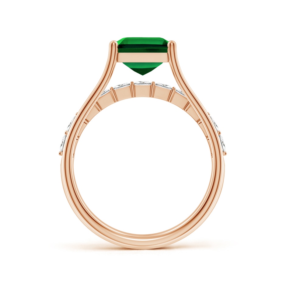10x8mm Labgrown Emerald-Cut Lab-Grown Emerald Bridge Engagement Ring in Rose Gold side 199