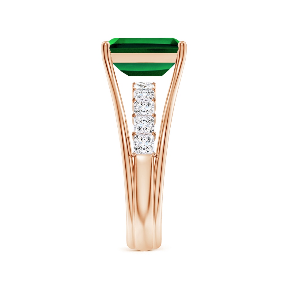 10x8mm Labgrown Emerald-Cut Lab-Grown Emerald Bridge Engagement Ring in Rose Gold side 299