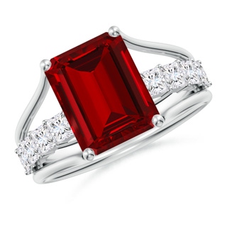 Emerald Cut Lab-Grown Lab Grown Ruby