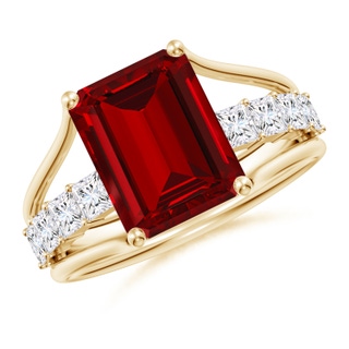 Emerald Cut Lab-Grown Lab Grown Ruby