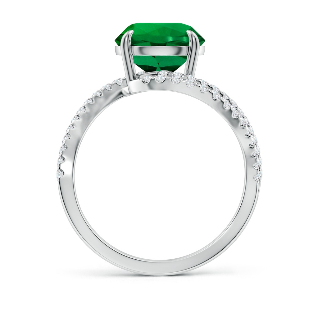 9mm Labgrown Round Lab-Grown Emerald Curved Bypass Shank Engagement Ring in White Gold Side 199