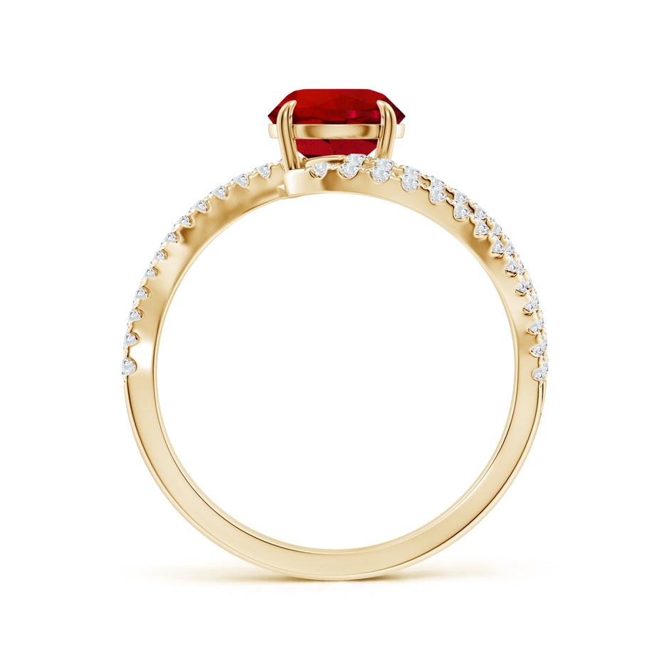 6.5mm Labgrown Round Lab-Grown Ruby Curved Bypass Shank Engagement Ring in Yellow Gold side 199