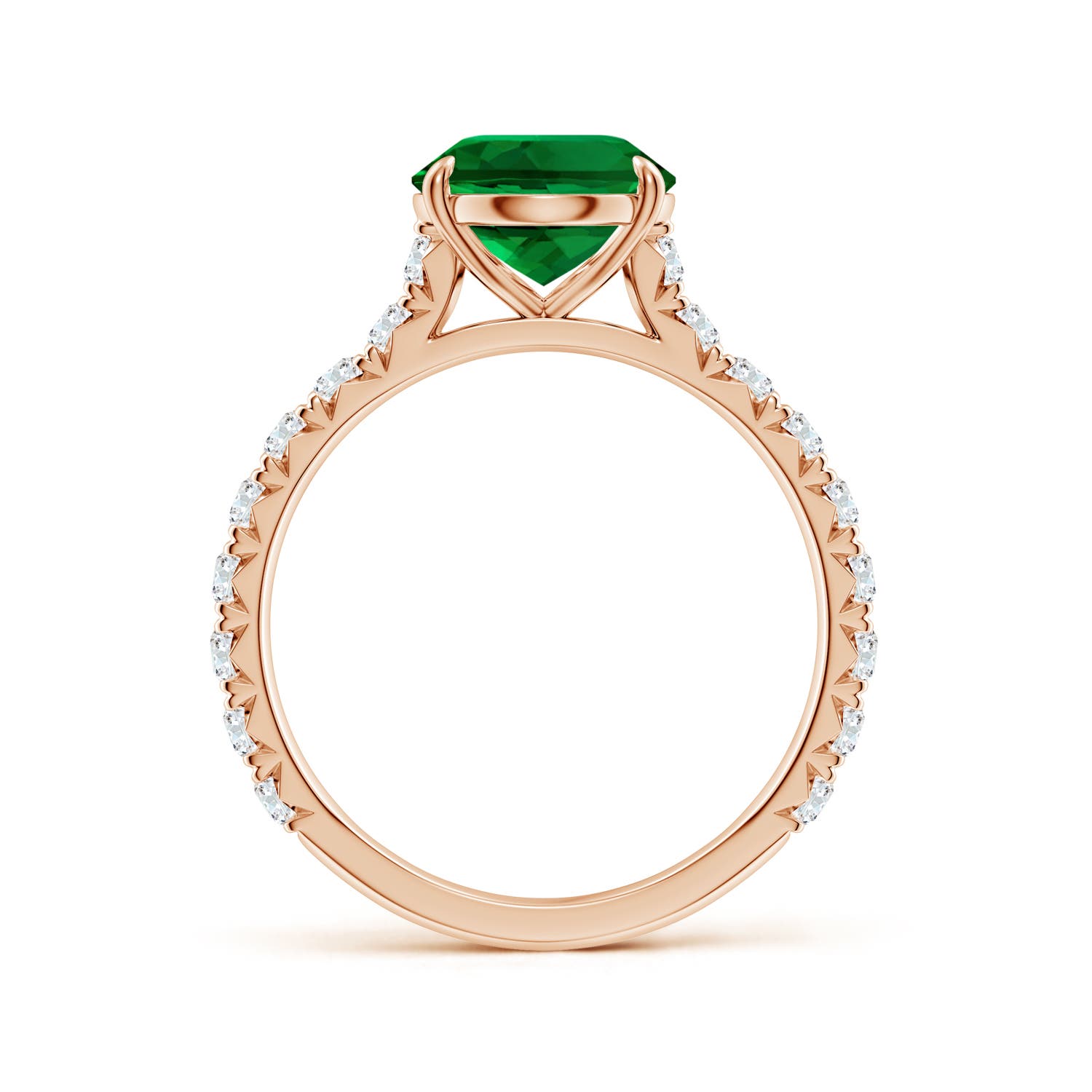 10x8mm Labgrown Oval Lab-Grown Emerald Two Tone Engagement Ring with Accents in 18K Rose Gold