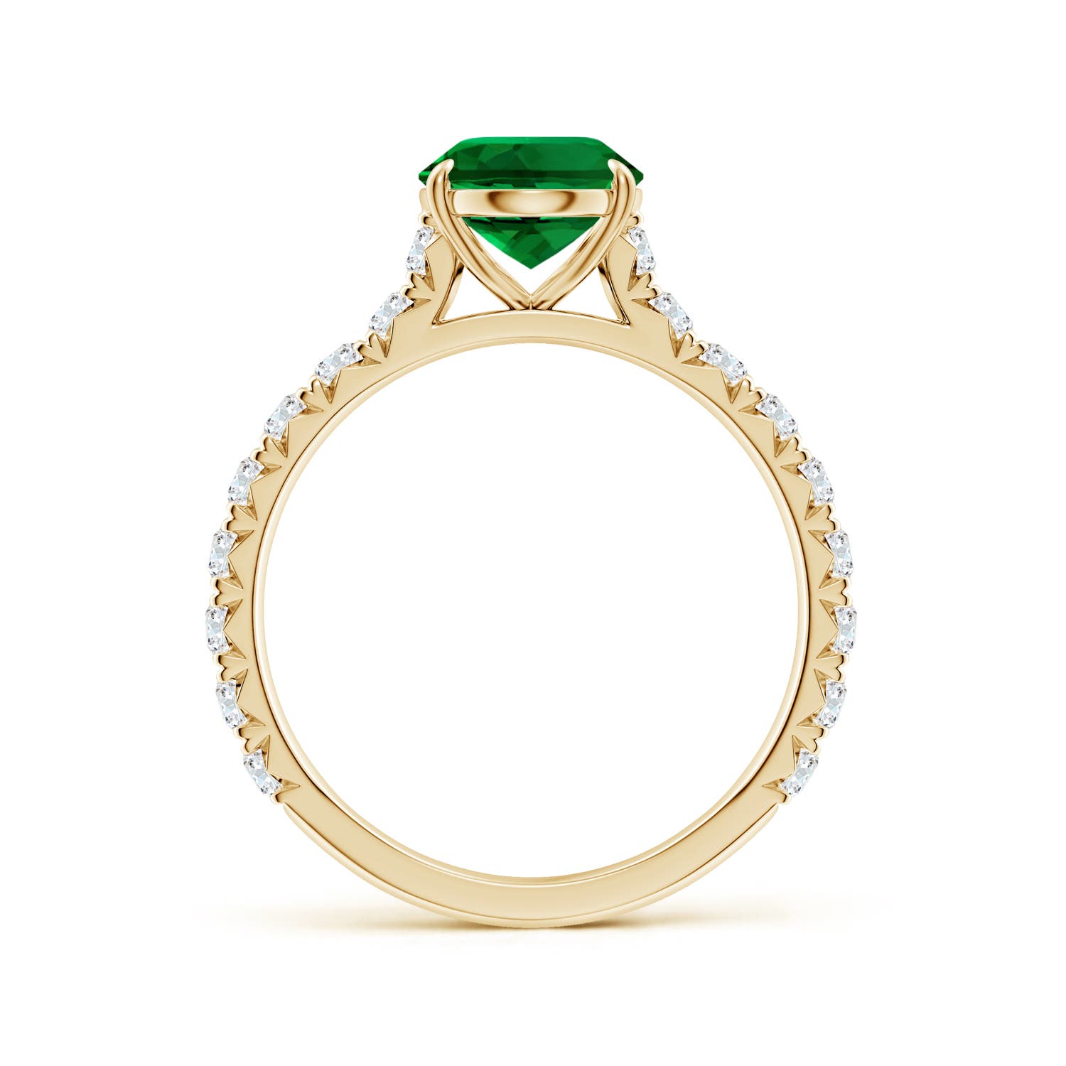 9x7mm Labgrown Oval Lab-Grown Emerald Two Tone Engagement Ring with Accents in 18K Yellow Gold
