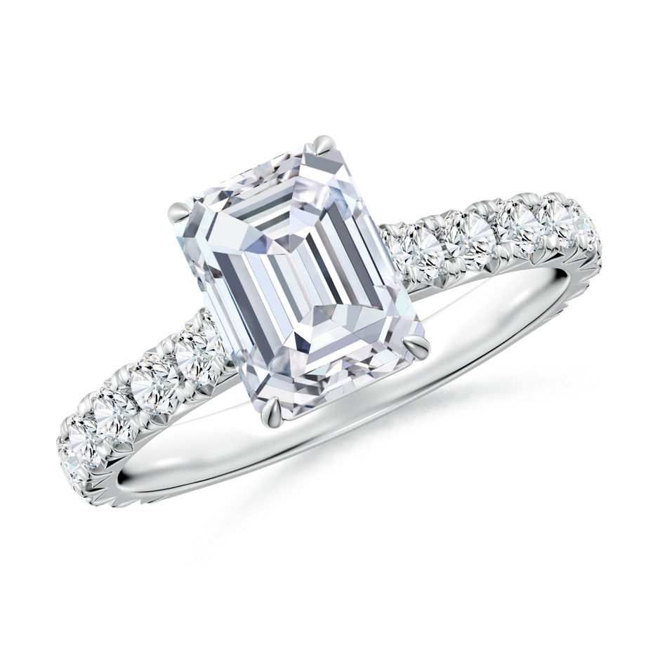 8x6mm FGVS Emerald-Cut Lab-Grown Diamond Two Tone Engagement Ring with Accents in P950 Platinum 