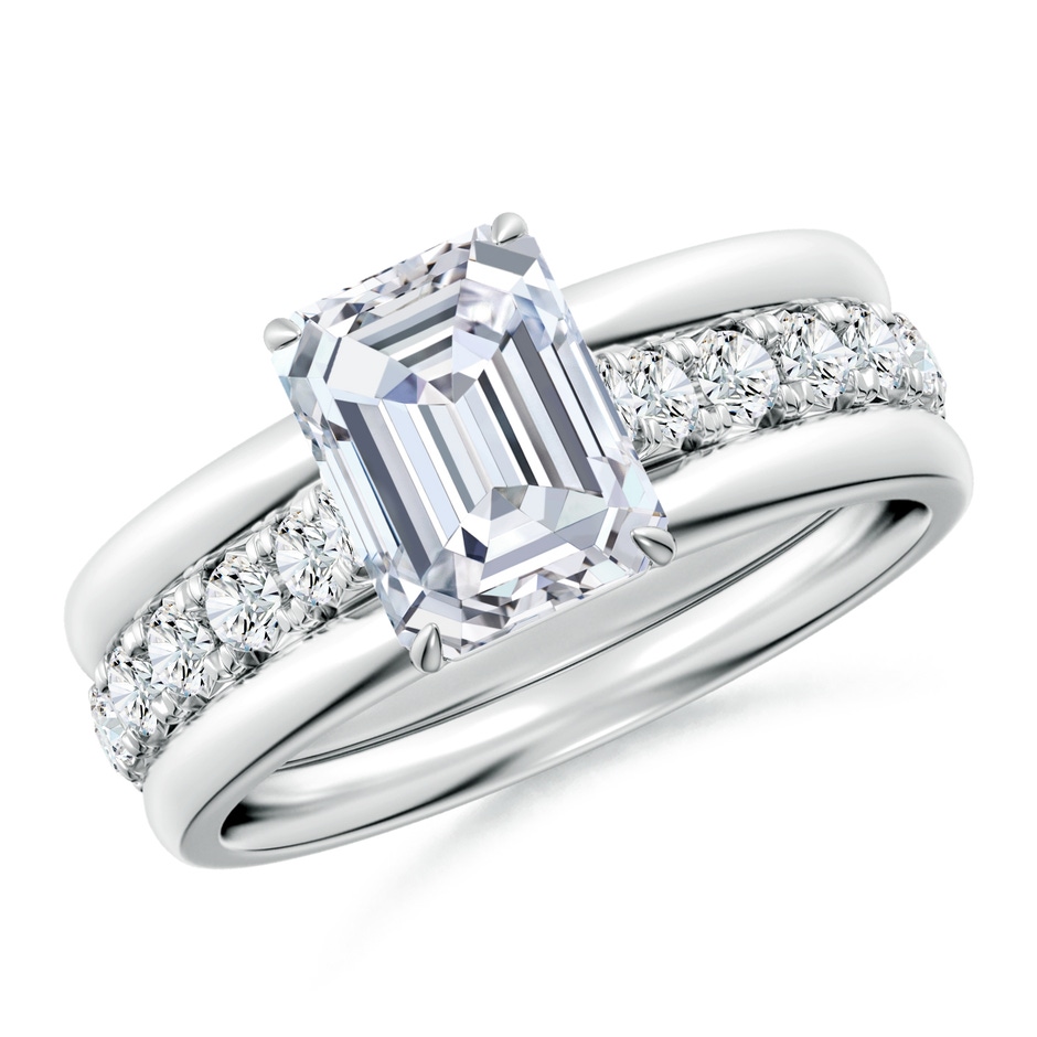 8x6mm FGVS Emerald-Cut Lab-Grown Diamond Two Tone Engagement Ring with Accents in P950 Platinum side 399