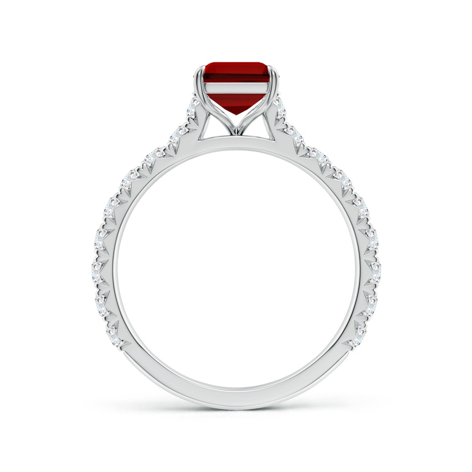 8x6mm Labgrown Emerald-Cut Lab-Grown Ruby Two Tone Engagement Ring with Accents in White Gold side 199