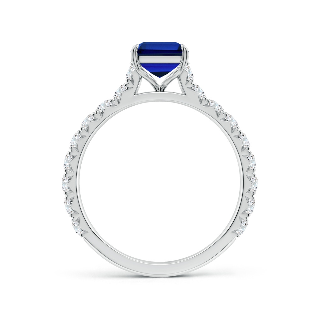 8x6mm Labgrown Emerald-Cut Lab-Grown Blue Sapphire Two Tone Engagement Ring with Accents in White Gold Side 199