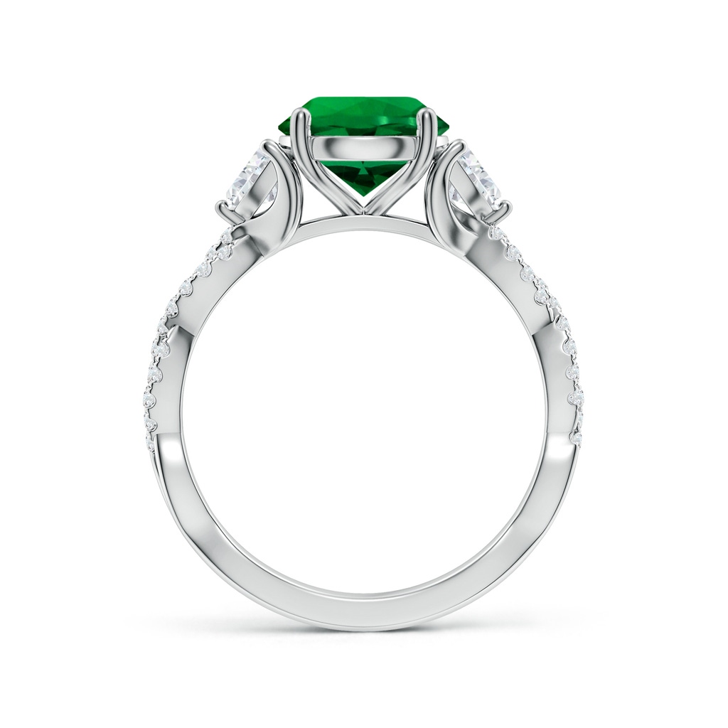 8mm Labgrown Three Stone Round Lab-Grown Emerald and Trillion Diamond Twisted Shank Engagement Ring in White Gold Side 199