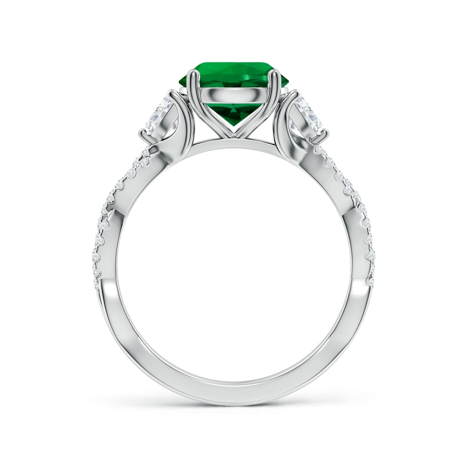 8mm Labgrown Three Stone Round Lab-Grown Emerald and Trillion Diamond Twisted Shank Engagement Ring in White Gold side 199