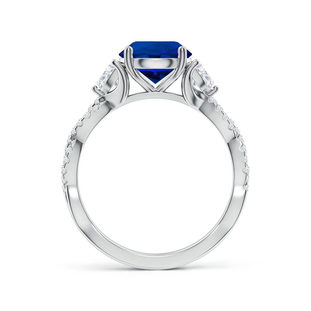 8mm Labgrown Three Stone Round Lab-Grown Blue Sapphire and Trillion Diamond Twisted Shank Engagement Ring in White Gold Side 199