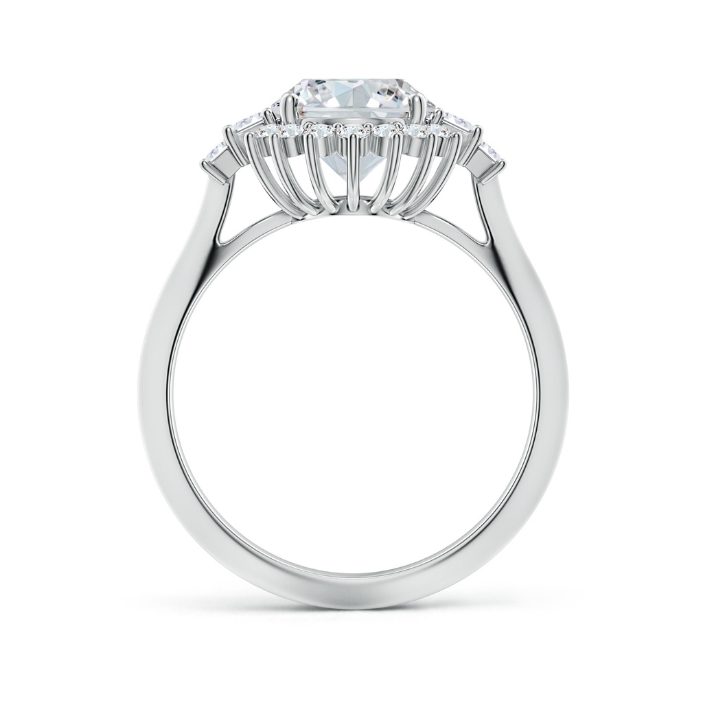10x8mm FGVS Oval Lab-Grown Diamond Halo Knife-Edge Shank Engagement Ring in 18K White Gold - side 199