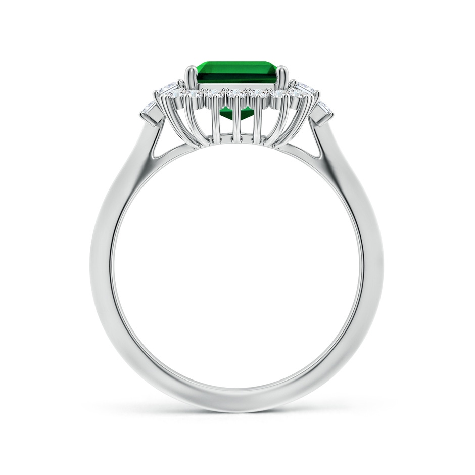 9x7mm Labgrown Emerald-Cut Lab-Grown Emerald Halo Knife-Edge Shank Engagement Ring in White Gold side 199