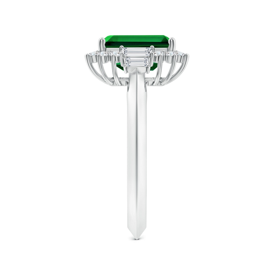 9x7mm Labgrown Emerald-Cut Lab-Grown Emerald Halo Knife-Edge Shank Engagement Ring in White Gold side 299