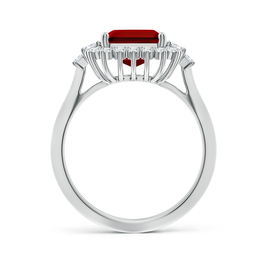 10x8mm Labgrown Emerald-Cut Lab-Grown Ruby Halo Knife-Edge Shank Engagement Ring in 18K White Gold side 199