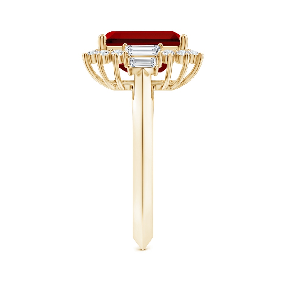 10x8mm Labgrown Emerald-Cut Lab-Grown Ruby Halo Knife-Edge Shank Engagement Ring in 18K Yellow Gold side 299