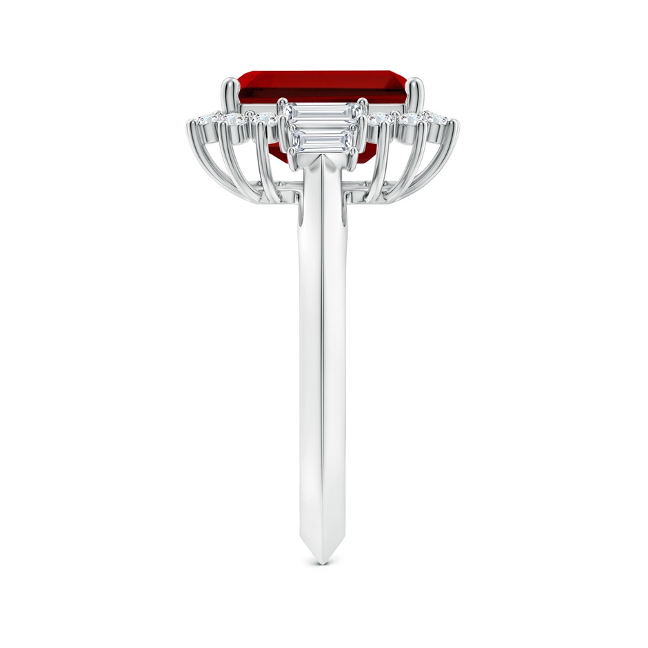 10x8mm Labgrown Emerald-Cut Lab-Grown Ruby Halo Knife-Edge Shank Engagement Ring in White Gold side 299