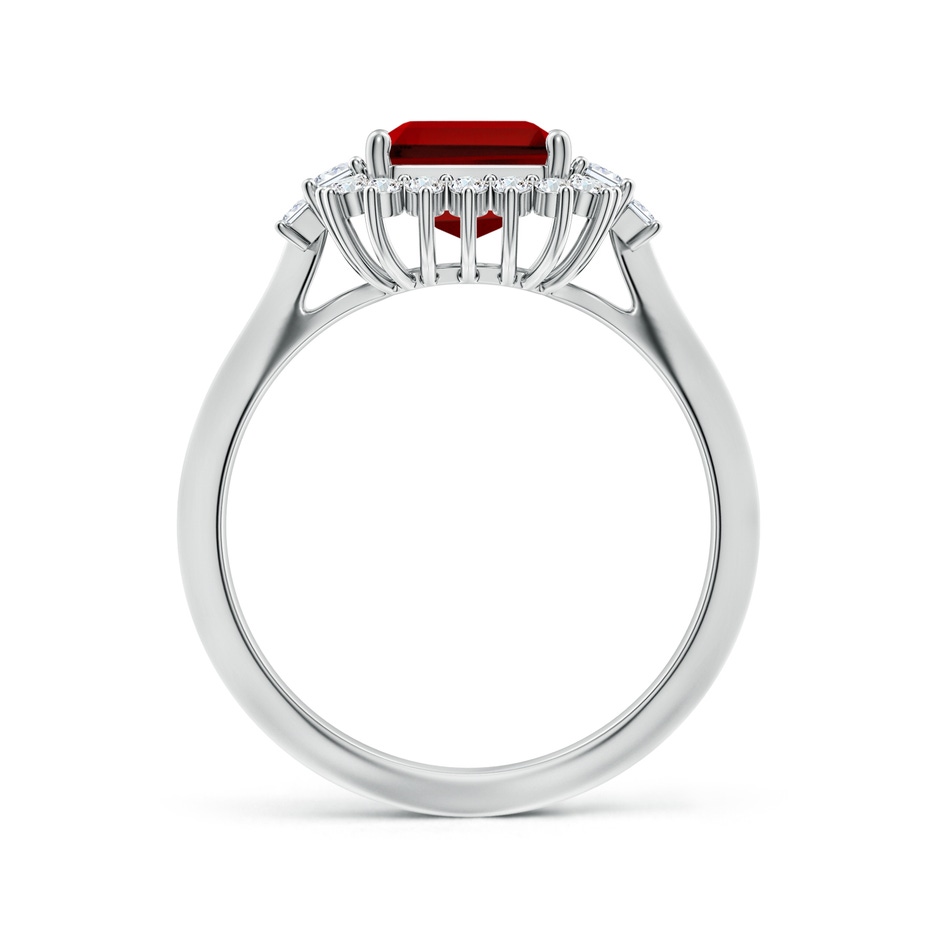 9x7mm Labgrown Emerald-Cut Lab-Grown Ruby Halo Knife-Edge Shank Engagement Ring in White Gold side 199