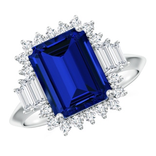 Emerald Cut Lab-Grown Lab Grown Blue Sapphire