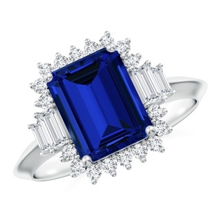 Emerald Cut Lab-Grown Lab Grown Blue Sapphire