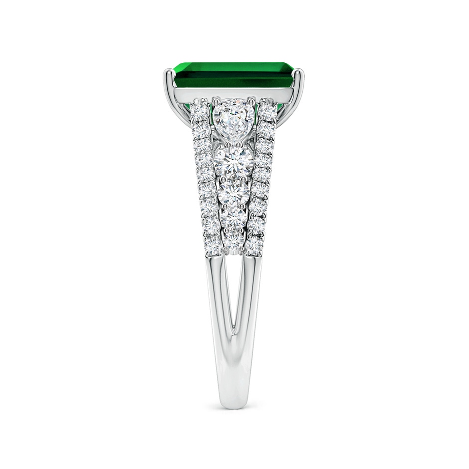 10x8mm Labgrown Classic Emerald-Cut Lab-Grown Emerald Split Shank Engagement Ring with Accents in White Gold side 299