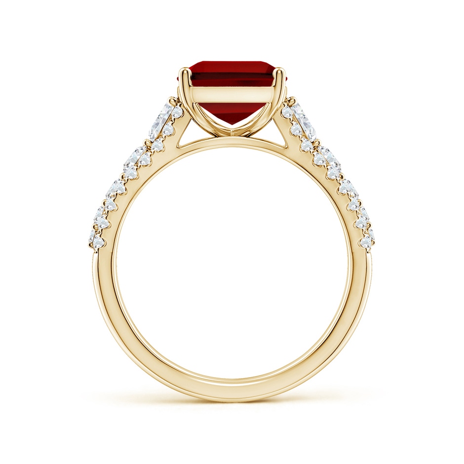 10x8mm Labgrown Classic Emerald-Cut Lab-Grown Ruby Split Shank Engagement Ring with Accents in 18K Yellow Gold side 199