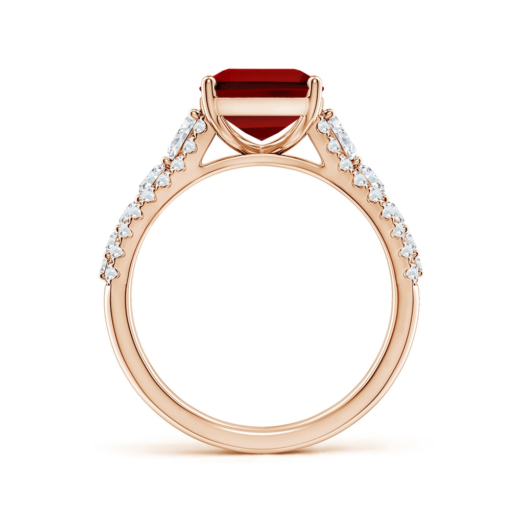 10x8mm Labgrown Classic Emerald-Cut Lab-Grown Ruby Split Shank Engagement Ring with Accents in Rose Gold - side 199