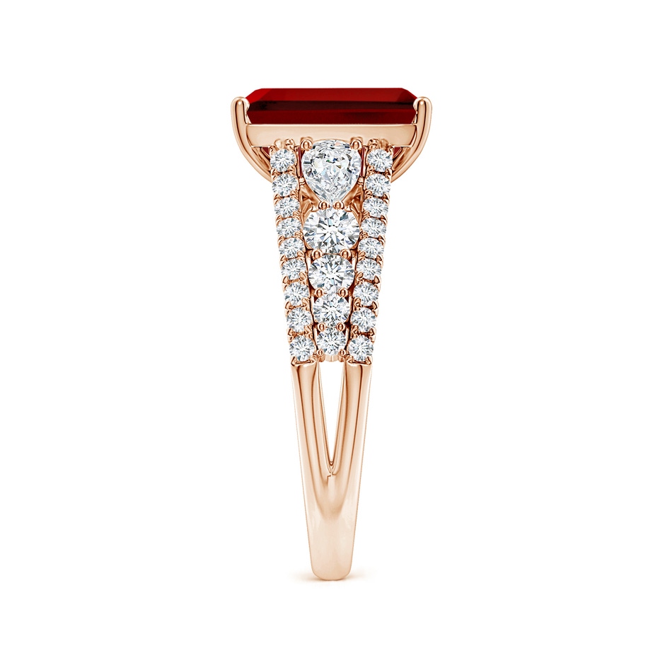 10x8mm Labgrown Classic Emerald-Cut Lab-Grown Ruby Split Shank Engagement Ring with Accents in Rose Gold side 299