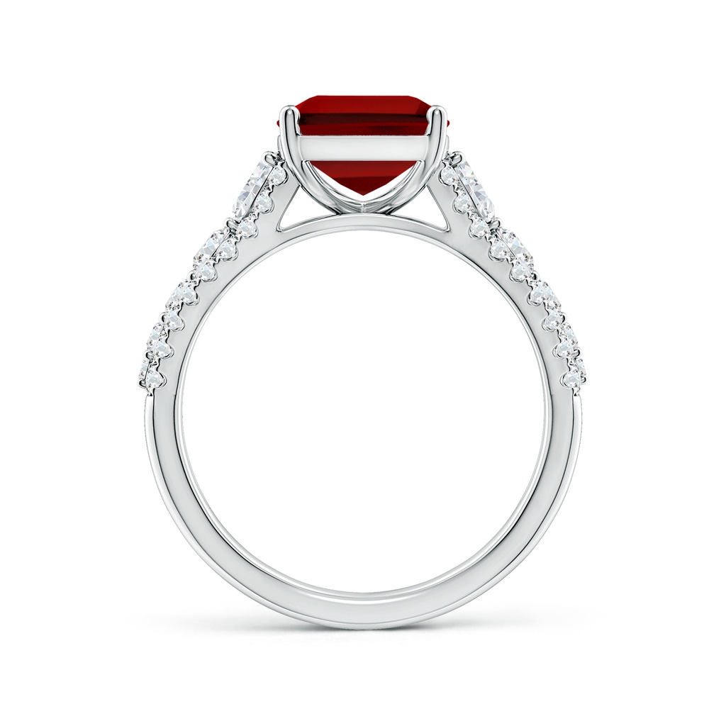 10x8mm Labgrown Classic Emerald-Cut Lab-Grown Ruby Split Shank Engagement Ring with Accents in White Gold - side 199