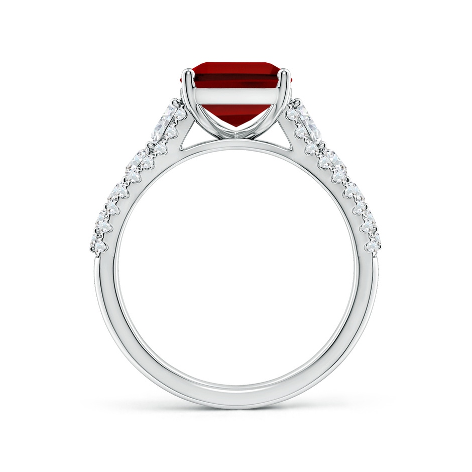 10x8mm Labgrown Classic Emerald-Cut Lab-Grown Ruby Split Shank Engagement Ring with Accents in White Gold side 199