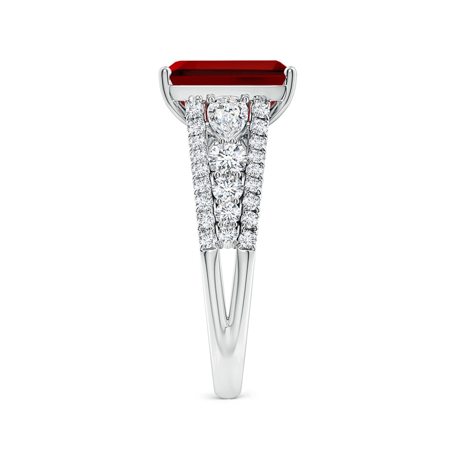 10x8mm Labgrown Classic Emerald-Cut Lab-Grown Ruby Split Shank Engagement Ring with Accents in White Gold side 299