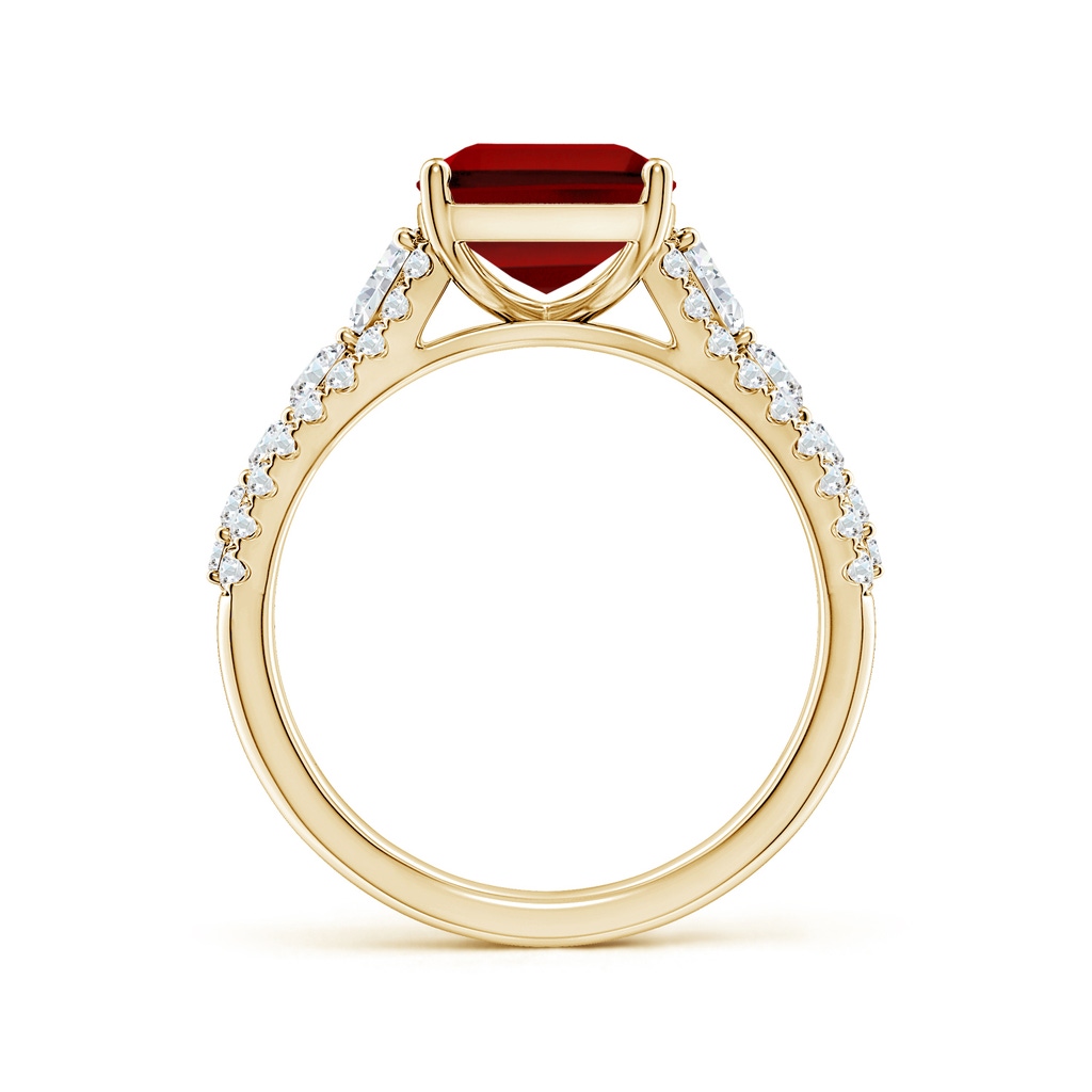 10x8mm Labgrown Classic Emerald-Cut Lab-Grown Ruby Split Shank Engagement Ring with Accents in Yellow Gold - side 199