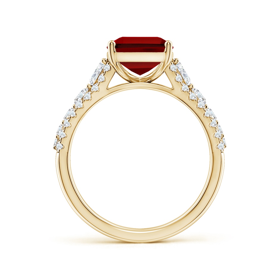 10x8mm Labgrown Classic Emerald-Cut Lab-Grown Ruby Split Shank Engagement Ring with Accents in Yellow Gold side 199