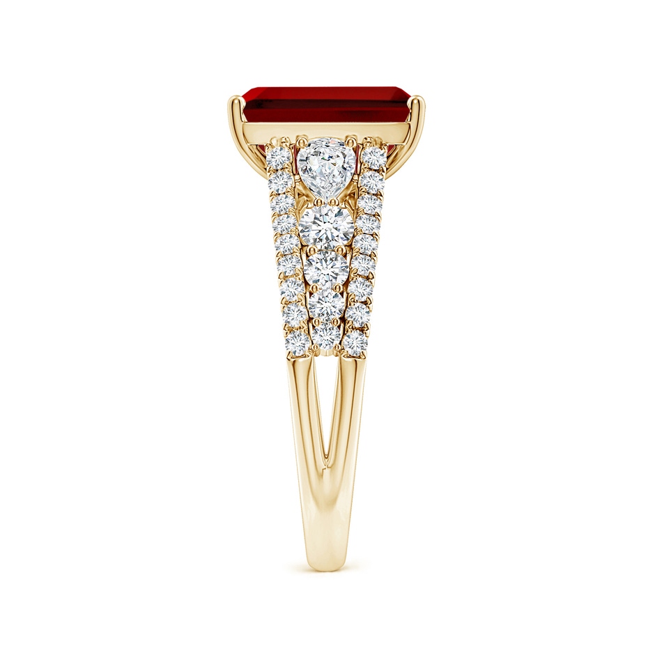 10x8mm Labgrown Classic Emerald-Cut Lab-Grown Ruby Split Shank Engagement Ring with Accents in Yellow Gold side 299