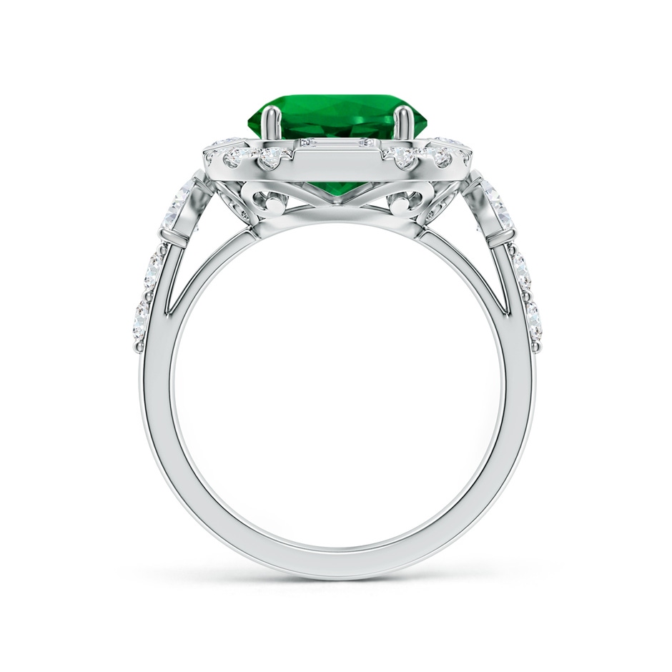 9mm Labgrown Round Lab-Grown Emerald Unique Halo Engagement Ring with Accents in White Gold side 199