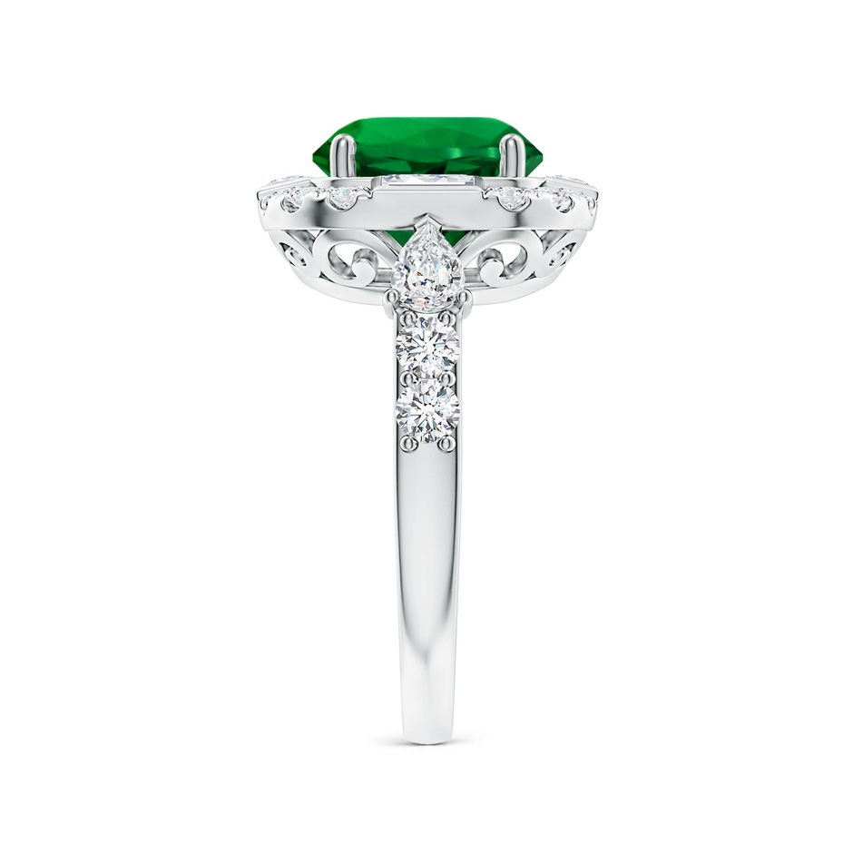 9mm Labgrown Round Lab-Grown Emerald Unique Halo Engagement Ring with Accents in White Gold side 299