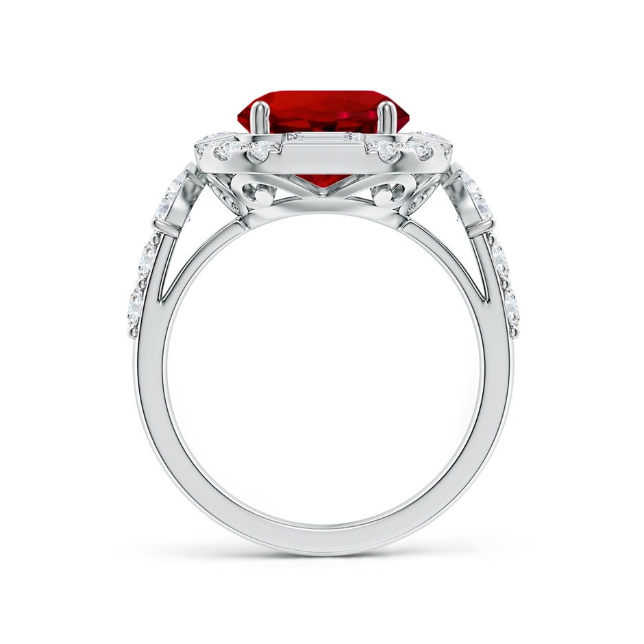 9mm Labgrown Round Lab-Grown Ruby Unique Halo Engagement Ring with Accents in 18K White Gold side 199