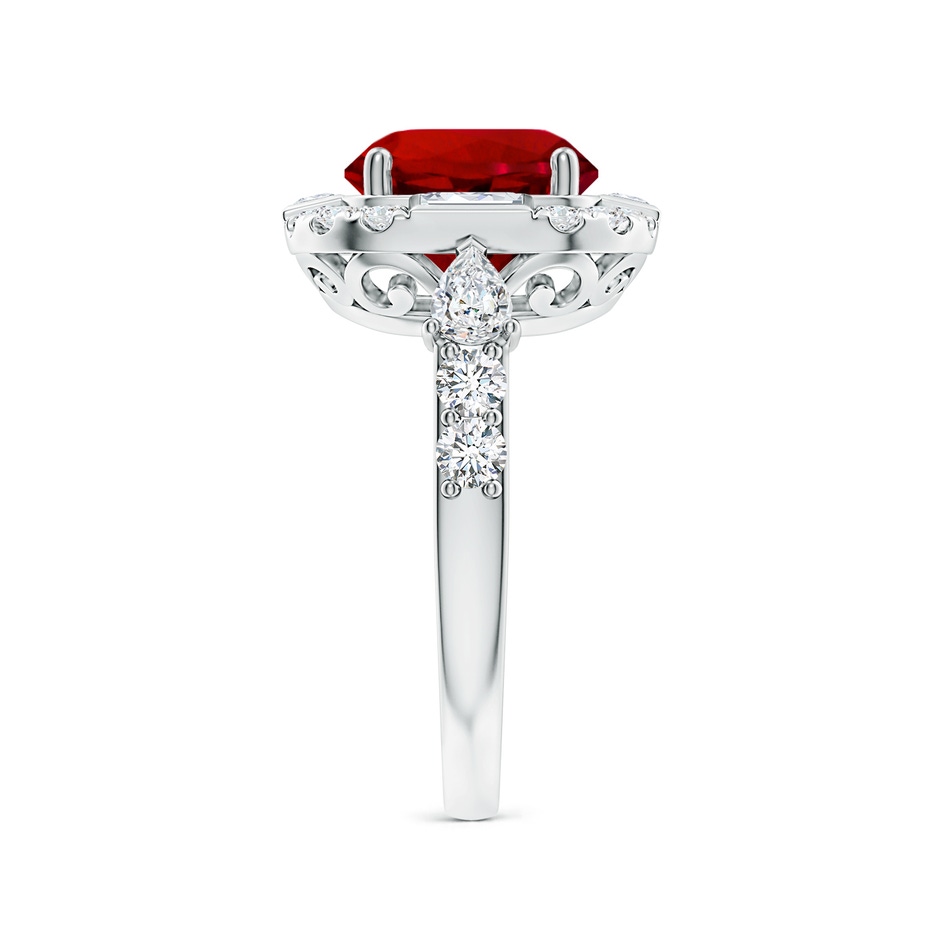 9mm Labgrown Round Lab-Grown Ruby Unique Halo Engagement Ring with Accents in 18K White Gold side 299