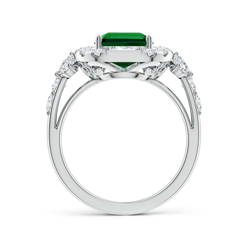 10x8mm Labgrown Emerald-Cut Lab-Grown Emerald Unique Halo Engagement Ring with Accents in White Gold side 199