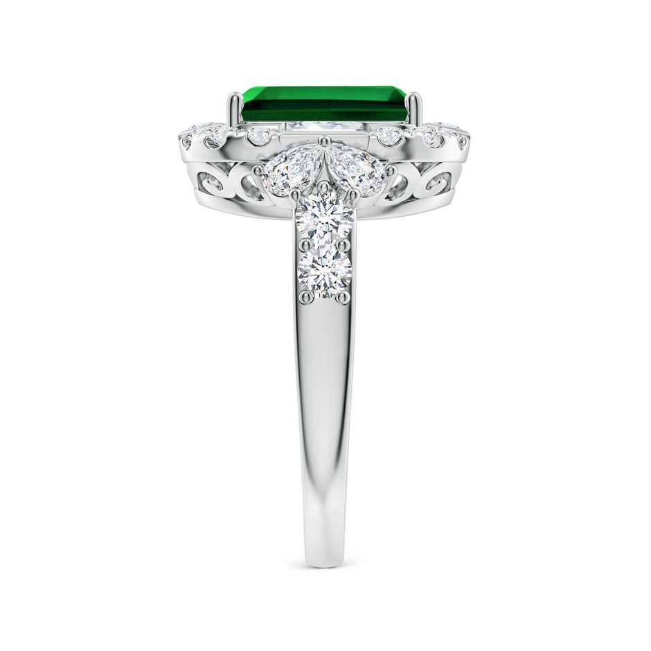 10x8mm Labgrown Emerald-Cut Lab-Grown Emerald Unique Halo Engagement Ring with Accents in White Gold side 299