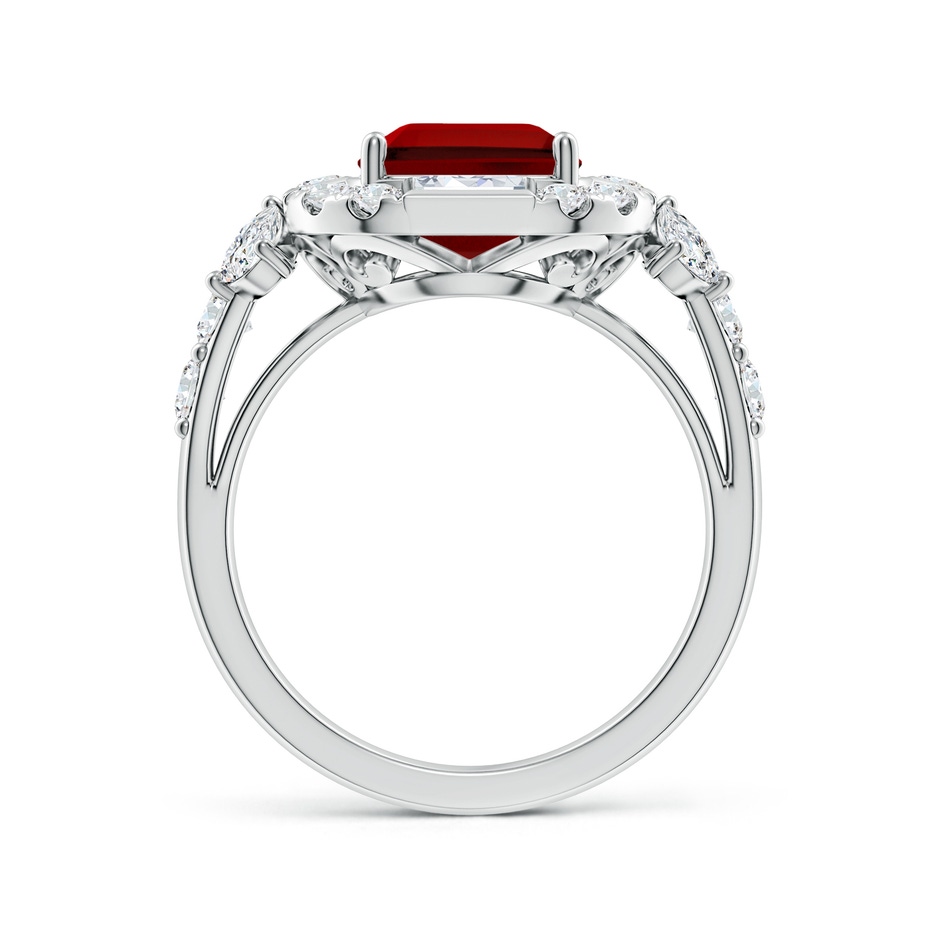 10x8mm Labgrown Emerald-Cut Lab-Grown Ruby Unique Halo Engagement Ring with Accents in P950 Platinum side 199