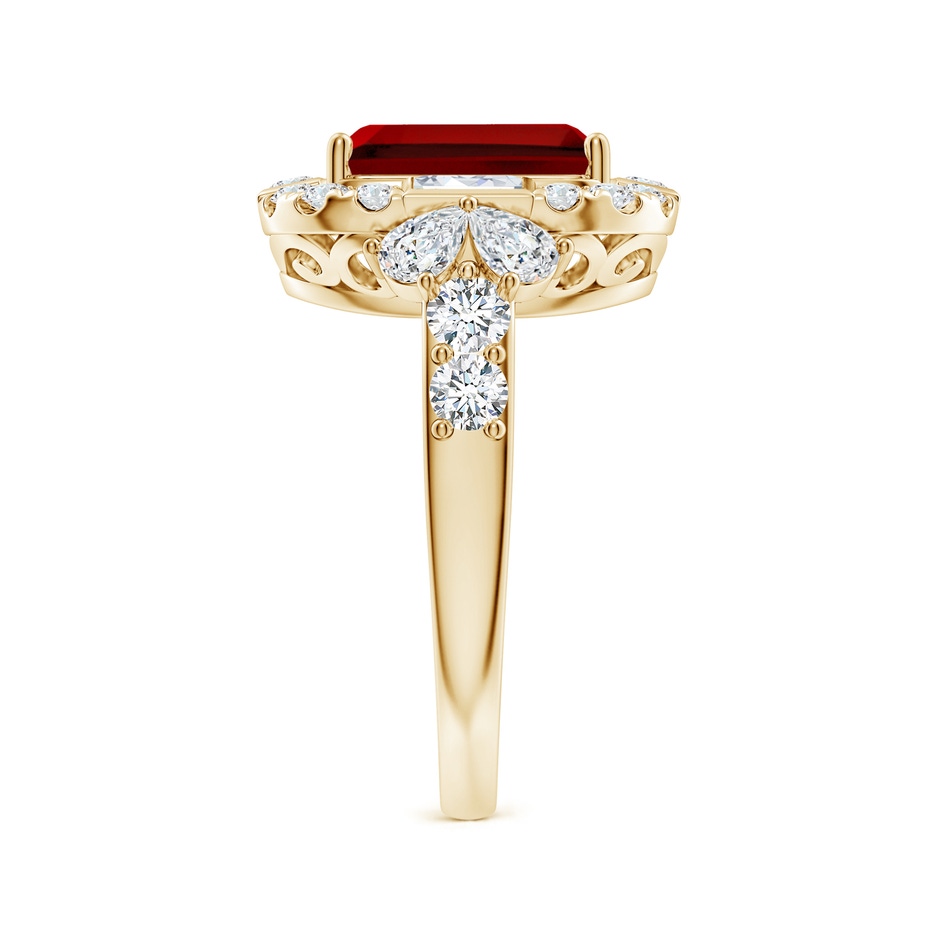 10x8mm Labgrown Emerald-Cut Lab-Grown Ruby Unique Halo Engagement Ring with Accents in Yellow Gold side 299