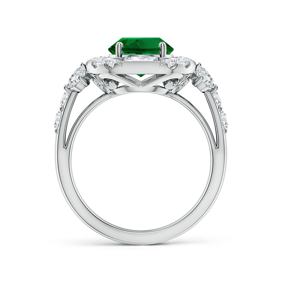 10x8mm Labgrown Oval Lab-Grown Emerald Unique Halo Engagement Ring with Accents in White Gold side 199