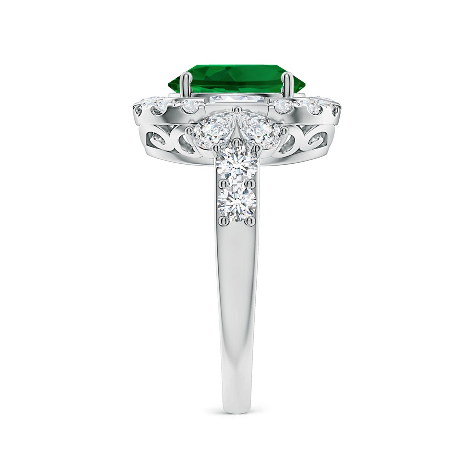 10x8mm Labgrown Oval Lab-Grown Emerald Unique Halo Engagement Ring with Accents in White Gold side 299