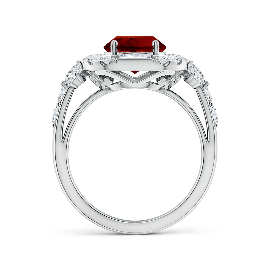 10x8mm Labgrown Oval Lab-Grown Ruby Unique Halo Engagement Ring with Accents in White Gold side 199